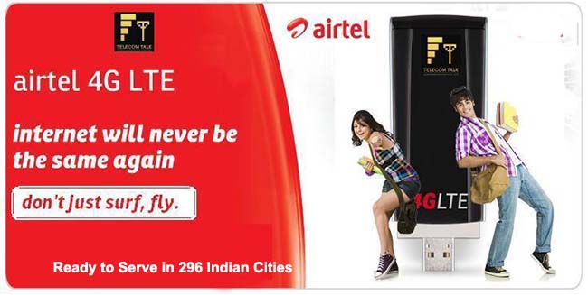 Airtel 4G Service in 296 Indian Cities