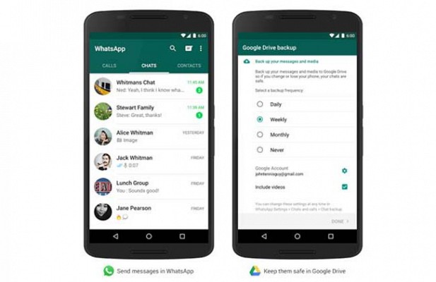 Google Drive option in Whatsapp