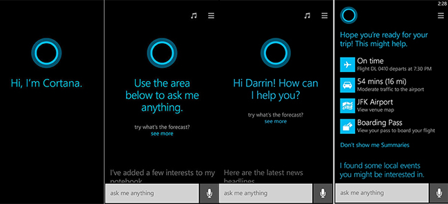 Cortana interface