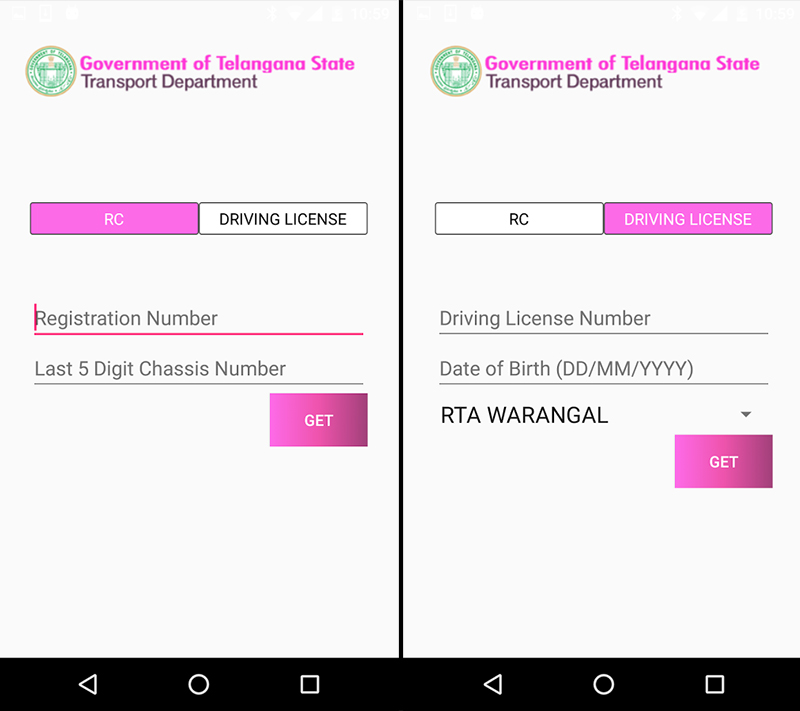 RTA m-Wallet app to Register RC and DL