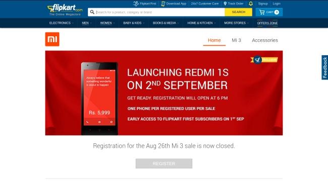 Redmi 1S Registration Begins