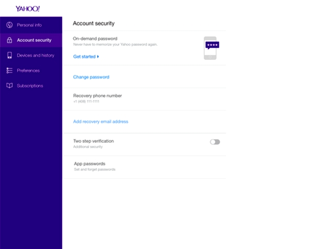 Yahoo On demand Password