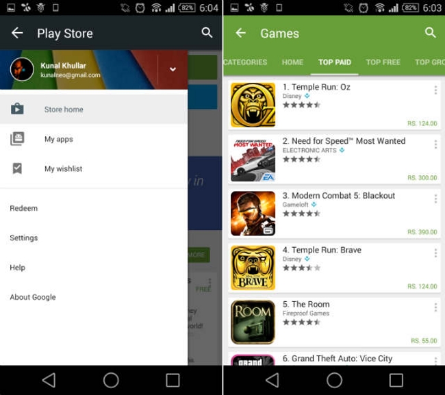 Android L Material Design on Google Play Store 5.0 Update