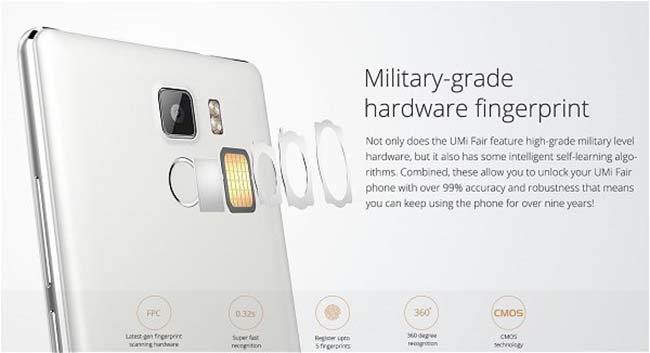 Umi Fair military grade fingerprint sensor