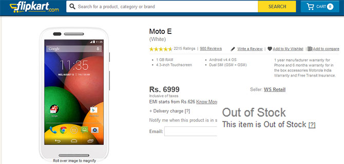 moto e at flipkart