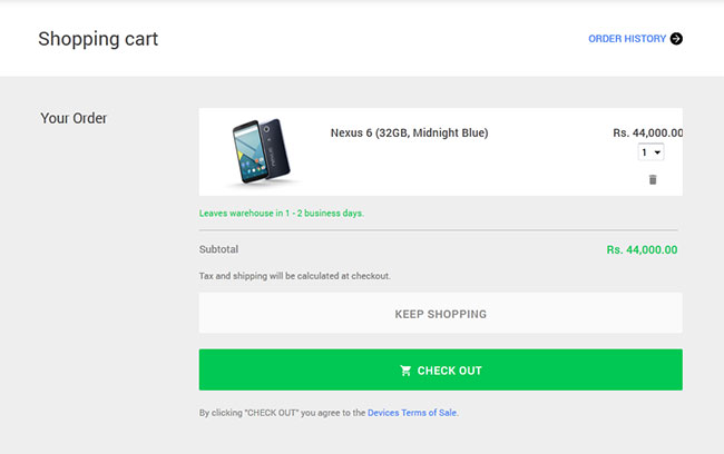 Google Web Store Checkout page